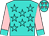 Turquoise, turquoise stars and cuffs on pink sleeves and cap (Kramer Racing, Nice Guys Stables And Keh, Steven)