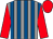 Grey and royal blue stripes, red sleeves and cap (Clarke, Edginton, Niven)