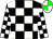 Black & white check, green & white qtd cap (J P M O'Connor)