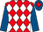 Red and white diamonds, royal blue sleeves, royal blue cap, red diamond (Mr A D Gott)