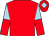 Red, light blue and red halved sleeves, red cap, light blue diamond (The Equema Partnership)