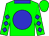 Green, blue spot and collar, blue diamonds on sleeves, green cap (Courtlandt Farms (donald And Donna Adam))
