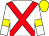 White, red cross belts, white sleeves, yellow armlets, yellow cap (R W Fife)