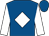 Royal blue, white diamond, white sleeves, royal blue cap (Linda Payne)