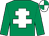 Emerald green, white cross of lorraine, quartered cap (Abitofalegeach Syndicate)