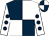 Dark blue and white (quartered), white sleeves, dark blue spots (The Well Oiled Partnership)