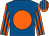 Royal blue, orange disc, orange & royal blue striped sleeves & cap (M Tabor, Mrs John Magnier, Derrick Smith)