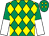Emerald green and yellow diamonds, emerald green and white halved sleeves (Mr Liam Sheridan)