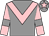Grey, pink chevron, pink sleeves, grey armlets, grey cap, pink star (Mr P Venner)