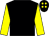 Black, yellow sleeves, black cap, yellow spots (Theakston Stud Syndicate)