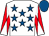 White, royal blue stars, red and white diablo on sleeves, royal blue cap (Weldspec Glasgow Limited)