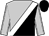 Silver and black diagonal halves, white sash, white seams on silver sleeves, black cap (Acosta, Alfredo And Tapia, Susan)