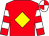 Red, yellow diamond, red & white hooped sleeves, red & white quartered cap (Conor & Con Partnership)