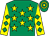 Emerald green, yellow stars, yellow sleeves, emerald green diamonds, emerald green & yellow hooped cap (John M Farrell)