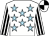 White, light blue stars, white and black striped sleeves, quartered cap (Mr R Kinch And Partner)