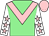Light green, pink chevron, white sleeves, pink stars, pink cap (Dal Riata - A Barclay)