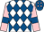 White and royal blue diamonds, pink sleeves, royal blue armlets, royal blue cap, pink diamonds (M Short, T Moore, G Kelleway, D Johnso)