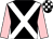 Black, white cross belts, pink sleeves, black and white check cap (Mr S M Kwok)
