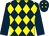 Dark blue and yellow diamonds, dark blue sleeves (Mr Keith Robinson)