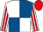 White and royal blue (quartered), white and red striped sleeves, red cap (Mr D Bichan & Mr F Connor)