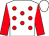 White, red dots, red sleeves, white cap (Barry Utterback)