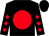 Black, red ball, red diamonds on black sleeves (Caper Racing Stable)