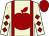 Beige, burgundy braces and apple, burgundy diamonds on sleeves, burgundy cap (Alter, Happy And Bridlewood Farm)
