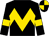 Black, gold chevron hoop, gold armlets on sleeves, quartered cap (Wesley Ward)
