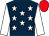 Dark blue, white stars and sleeves, red cap (Hughes & Scott)