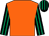 Orange, black and emerald green striped sleeves and cap (Swanbridge Bloodstock Limited)