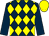 Dark blue & yellow diamonds, dark blue sleeves, yellow cap (James D McDonald)