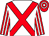 White, red cross belts, red and white striped sleeves, hooped cap (Mr B Padgett Racing)