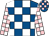 Royal blue and white check, white and pink check sleeves, royal blue and pink check cap (Dean Hardman And Stella Hardman)