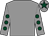Grey, dark green spots on sleeves, grey cap, dark green star (Richard Barnes)