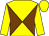 Yellow and chocolate diagonal quarters, chocolate band on yellow sleeves, yellow cap (Shortleaf Stable, Inc)