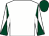 White, white and dark green diabolo on sleeves, dark green cap (Clive Titcomb)