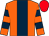 ORANGE, DARK BLUE stripe, hooped sleeves, RED cap (Mr T A Rahman)