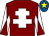 Maroon, white cross of lorraine,diabolo on sleeves,royal blue cap,yellow star (Mrs Nuala Howard)