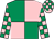 Pink & emerald green quartered, check sleeves & cap (L Mulvany)