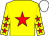 Yellow, red star, red stars on sleeves, white cap (Sun Bloodstock)