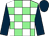 Light green and white check, dark blue sleeves and cap (The Buckshees)