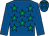 Royal blue, emerald green stars, royal blue sleeves, emerald green stars on cap (L Behan)