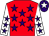 Red, purple stars, white sleeves, purple stars, purple cap, white star (Can't Stand Syndicate)