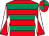 Red, emerald green hoops, white and red diabolo on sleeves, red and emerald green quartered cap (Mr James Munroe)