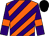 Orange and purple diagonal stripes, purple sleeves, orange armlets, black cap (Bonanza)