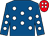 Royal blue, white spots, red cap, white spots (Peter Jones)
