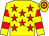 Yellow, red stars, hooped sleeves and cap (Messrs S W Phillips, P B Gibson & S A Macgregor)