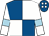 Royal blue and white (quartered), white sleeves, light blue armlets, royal blue cap, white spots (Mrs W H Woods)