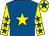 Royal blue, yellow star, yellow sleeves, royal blue stars, yellow cap, royal blue star (D J Bunyan)