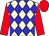 Beige, blue diamonds, red sleeves, red cap (Jason Cole)